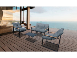Set di mobili da giardino "Jules" - 4 posti - Grigio/Nero 2