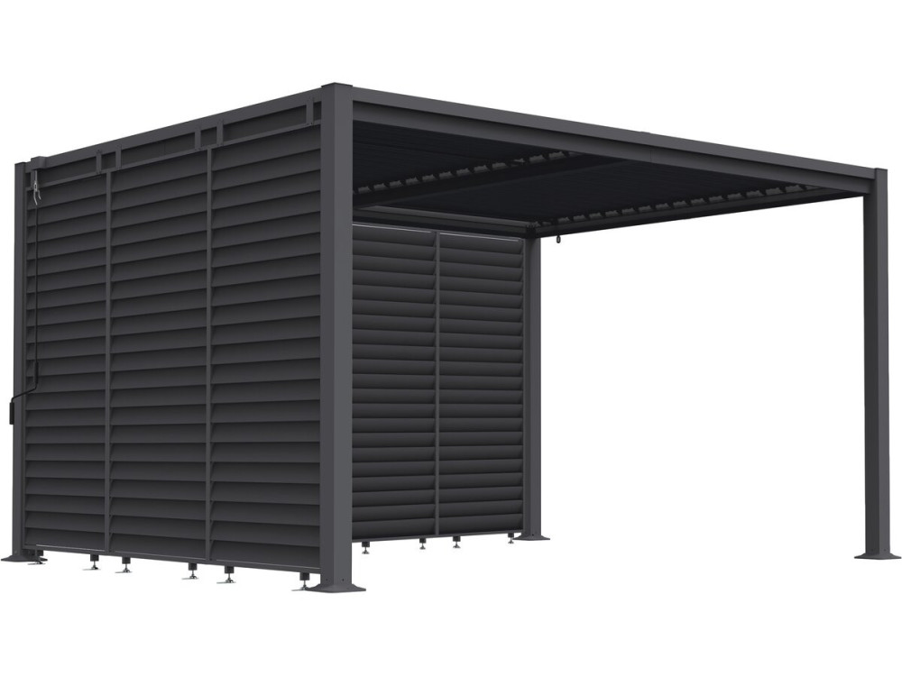 Pergola bioclimatica "Howard" con 7 lamelle in acciaio zincato - 3 x 4 m - Grigio