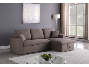 Divano ad angolo trasformabile con contenitore "Alain" - 221 x 145 x 85 cm - 3 posti a sedere - Taupe 2