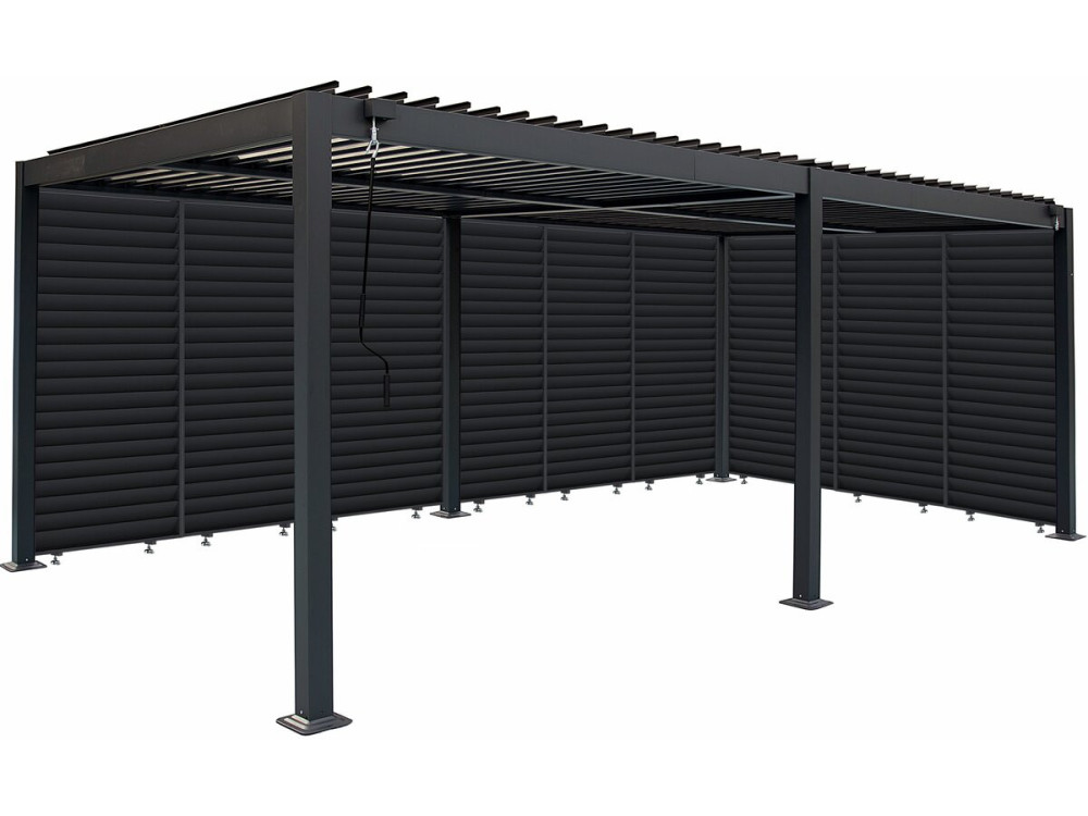 Pergola bioclimatica con 9 lamelle in alluminio "Kensington" - 3 x 6 m - Grigio