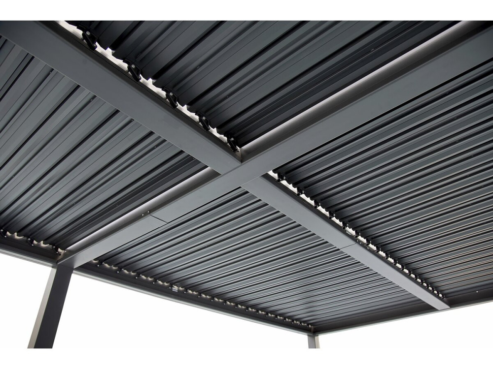 Pergola bioclimatica con 9 lamelle in alluminio "Kensington" - 3 x 6 m - Grigio