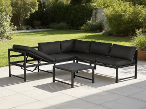 Set di mobili da giardino in metallo "Etna" - 6 posti - Grigio 2