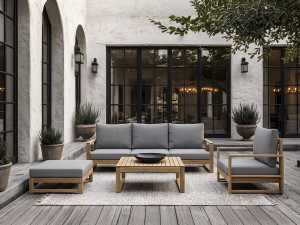 Set di mobili da giardino in legno di acacia con cuscini "Bellingham" - 5 posti - Grigio 2