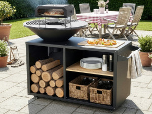 Braciere per barbecue plancha con forno per pizza "Maréchal" - Ø 81 cm - Nero 2