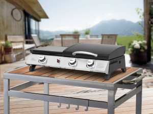 Plancha a gas con coperchio "Rasio" - 7,5 KW - 3 fuochi - Nera 2
