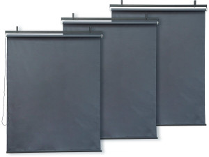 Set di 3 rulli retrattili in metallo - 124,5 x 225 cm - Antracite