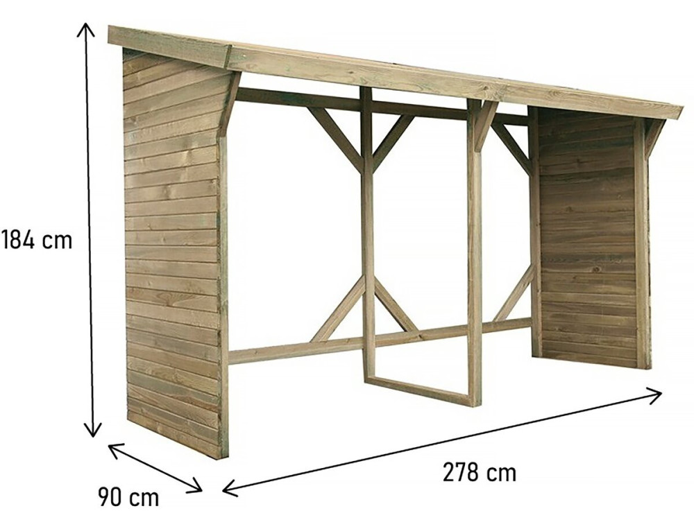 Capannone per legna da ardere - 2,5 m² - 2,78 x 0,90 x 1,85 m- 5 sterline