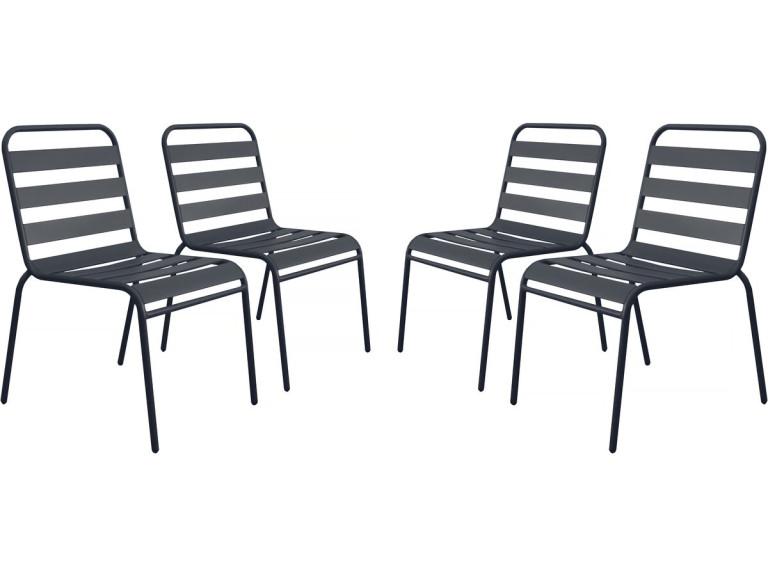 Set di 4 sedie da giardino impilabili in metallo "Bilbao" - Grigio