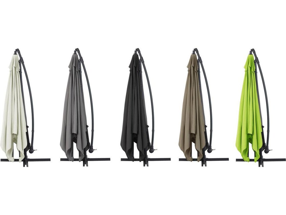 Ombrellone da giardino sospeso Alu "Ilios 3" - Quadrato - 3 x 3 m - grigio - Base inclusa
