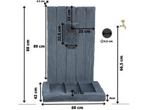Fontana "Slate" - in pietra ricostruita - 59 x 44 x 87 cm - Grigio 2