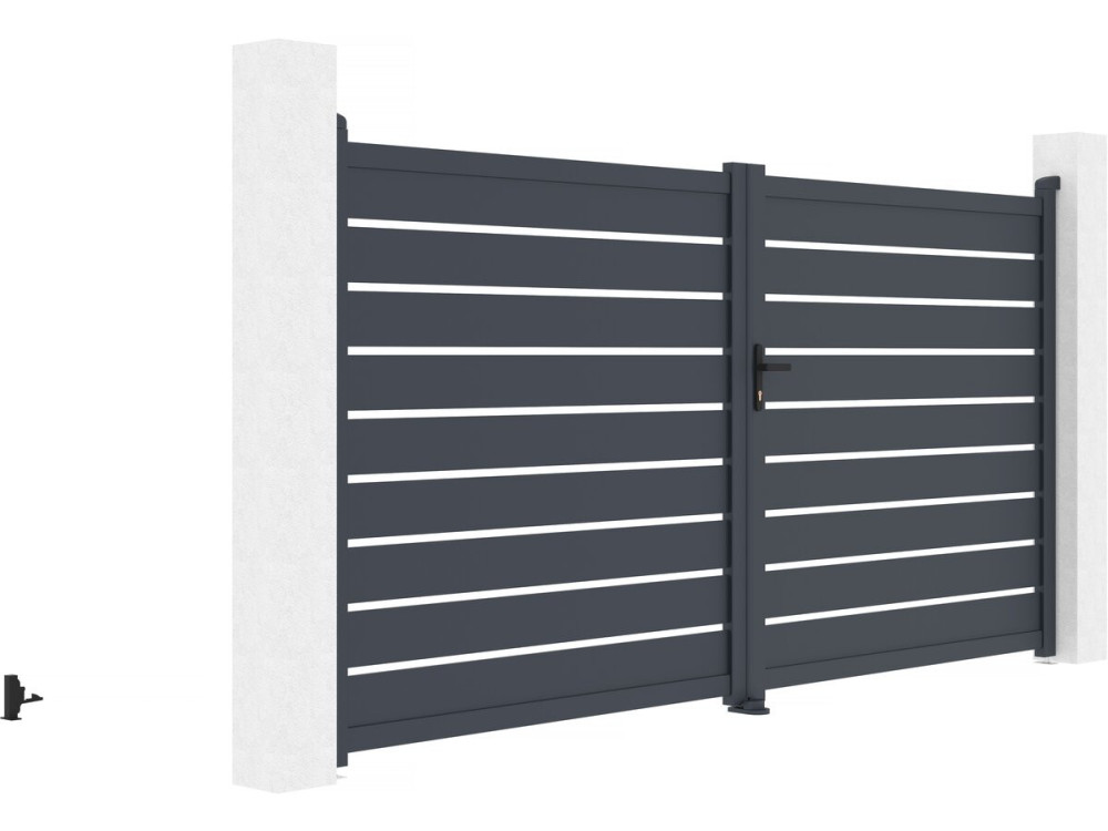 Cancello in alluminio "Bastien" - 350 x 176 cm - Antracite