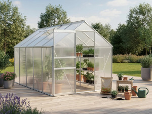 Serra da giardino in policarbonato 310 x 190 x 195 cm "Basilic" - 5,89 m² - Grigio 2