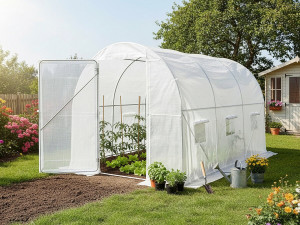 Serra a tunnel da giardino "Mimosa" con porta - 6 m² - 180 g - Bianco 2
