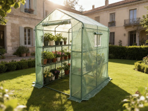 Serra per pomodori da giardino "Lys" con ripiani - 2,04 m² - 130 g - Verde 2