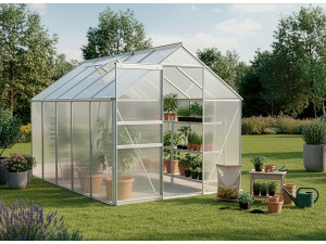 Base in acciaio zincato per serra da giardino "Basilic" - 5,89 m² - Grigio 2