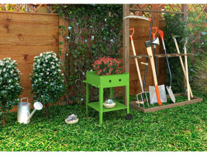Carrello portavasi in metallo "Laurier" - 55 x 55 x 80 cm - Verde 2