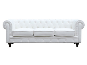 Divano fisso Chesterfield "Aliza" - 208 x 82 x 70 cm - 3 posti- Bianco 2