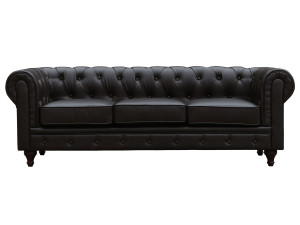 Divano fisso Chesterfield "Aliza"  - 204 x 80 x 58 cm - 3 posti- Marrone 2