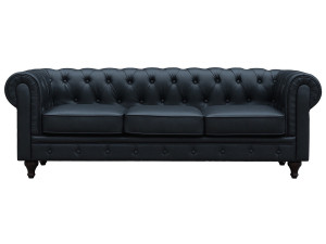 Divano fisso Chesterfield "Aliza" - 208 x 82 x 70 cm  3 posti - Nero 2