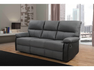 Divano reclinabile "Lincoln" - 197 x 89 x 103 cm - 3 posti a sedere - Nero / Grigio scuro 2