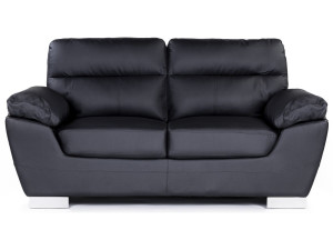 Divano in pelle rigenerata / PVC "DALLAS" - 169 x 88 x 90 cm - 2 posti - Nero 2