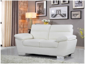 Divano in pelle rigenerata / PVC "DALLAS" - 2 posti - Bianco 2