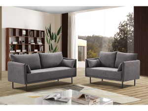 Divano in tessuto "Rudy" - 180,5 x 78 x 52 cm - 3 posti - Grigio scuro 2