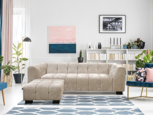 Divano dritto di design in tessuto ciniglia 3 posti "Foch" - Beige 2