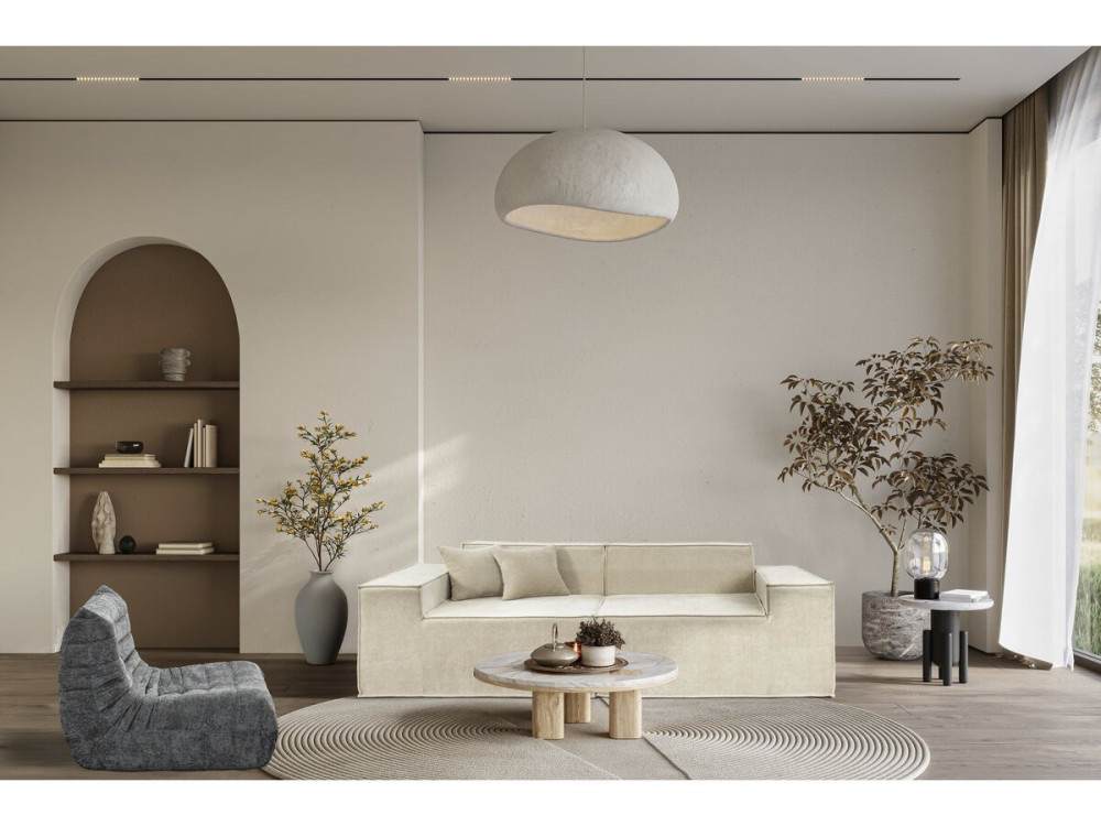 Divano componibile dritto in tessuto texturizzato "Lusso" - 3 posti - Beige