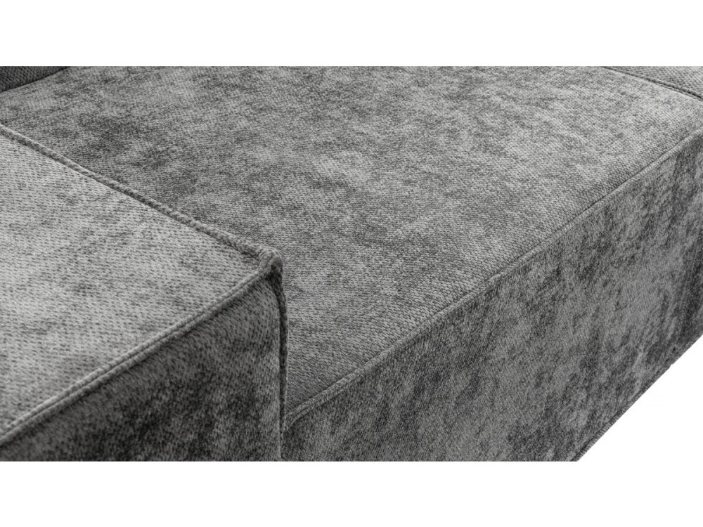 Divano componibile dritto con pouf in tessuto texturizzato "Lusso" - 3 posti - Grigio