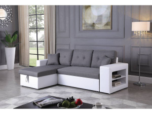 Divano ad angolo "Axel" trasformabile / reversibile - 3 posti - Bianco / Grigio 2