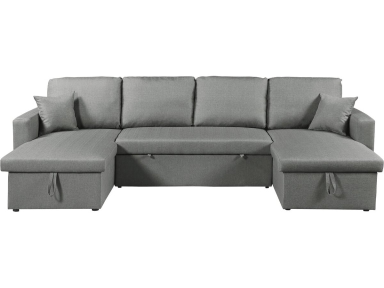 Divano letto angolare panoramico "Alain" in tessuto - 4 posti - Grigio