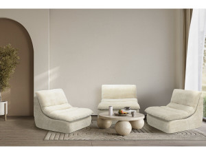 Chaise longue in tessuto testurizzato "Candela" - 81 x 96 x 75 cm - Beige 2