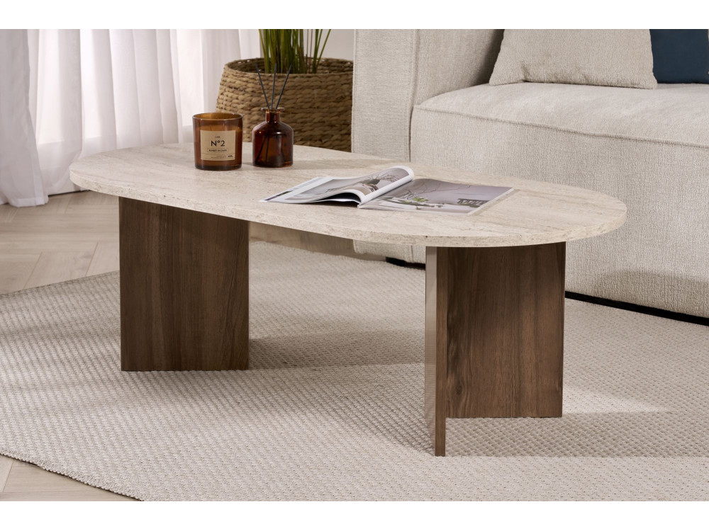 Tavolino in legno "Sable" 119 x 60 x 40 cm - Travertino