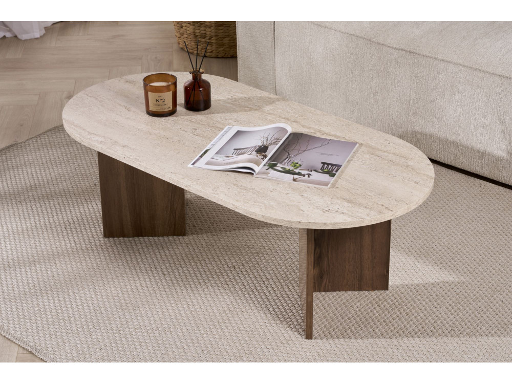 Tavolino in legno "Sable" 119 x 60 x 40 cm - Travertino