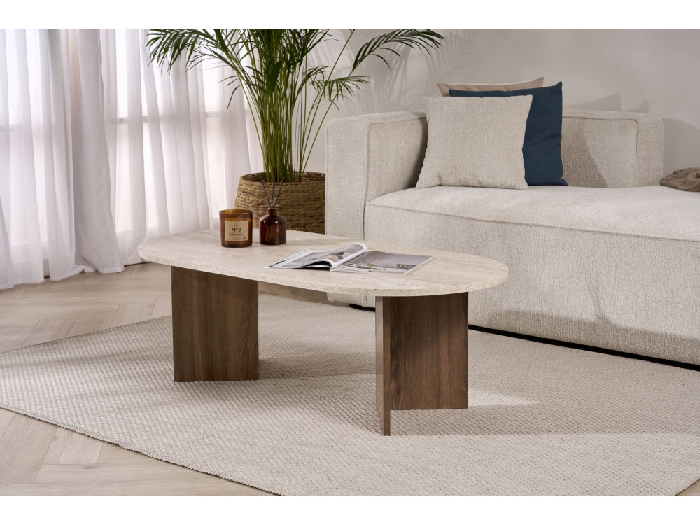 Tavolino in legno "Sable" 119 x 60 x 40 cm - Travertino