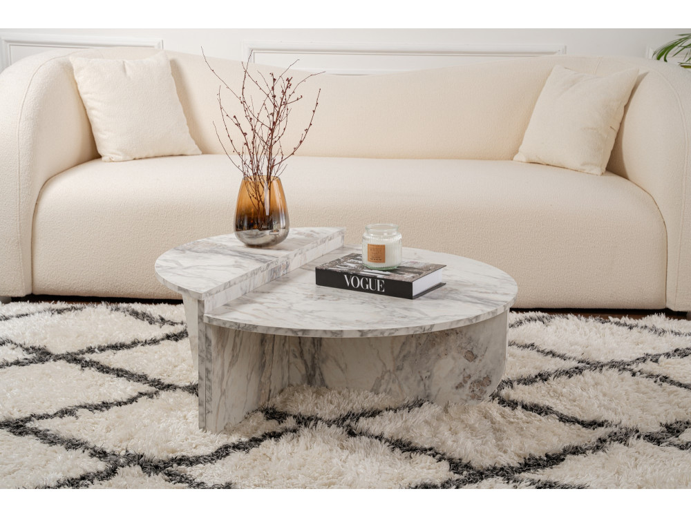 Tavolino in legno "Orion" 90 x 60 x 30 cm - marmo Fresia