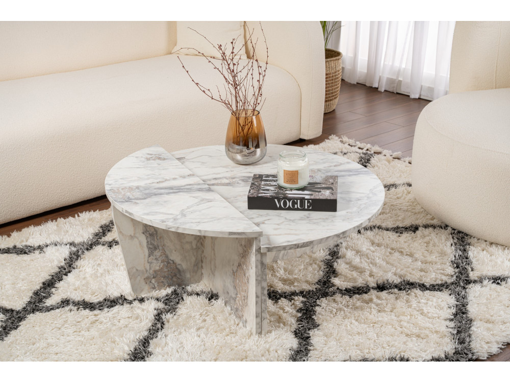 Tavolino in legno "Orion" 90 x 60 x 30 cm - marmo Fresia