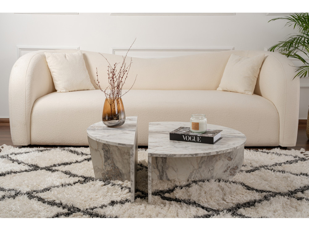 Tavolino in legno "Orion" 90 x 60 x 30 cm - marmo Fresia