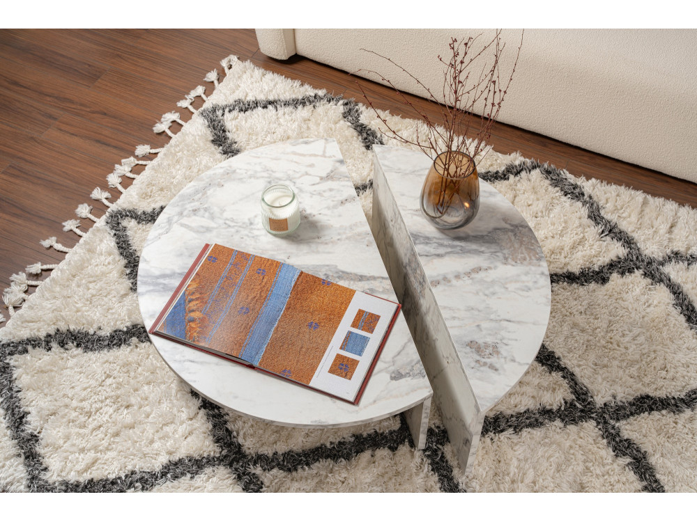 Tavolino in legno "Orion" 90 x 60 x 30 cm - marmo Fresia