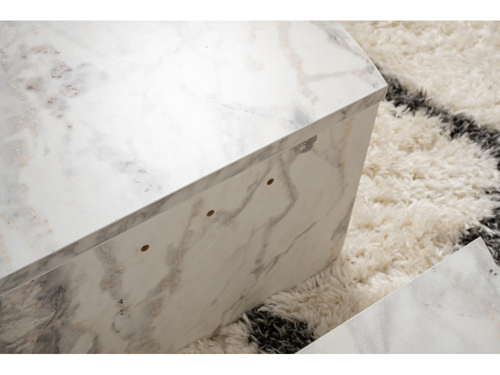 Tavolino in legno "Orion" 90 x 60 x 30 cm - marmo Fresia
