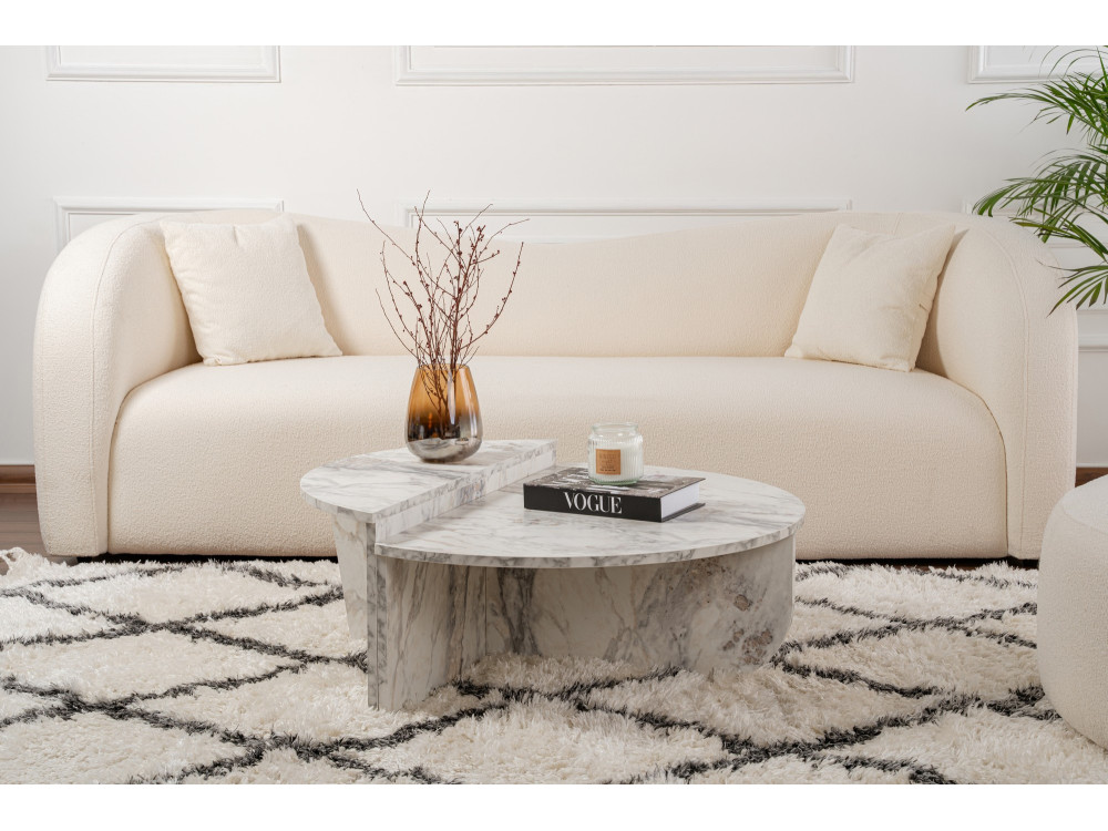 Tavolino in legno "Orion" 90 x 60 x 30 cm - marmo Fresia