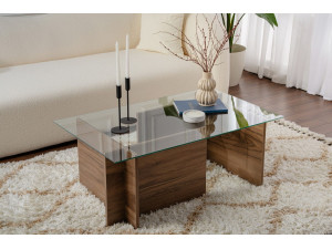 Tavolino in legno "Vetrino" - 105 x 65 x 40 cm - Noce 2