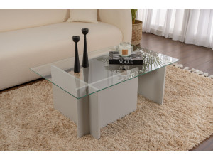 Tavolino in vetro "Vetrino" 105 x 65 x 40 cm - Grigio 2