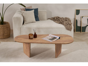 Tavolino da caffè in legno "Ovalis" - 130 x 65 x 40 cm - Pino atlantico 2