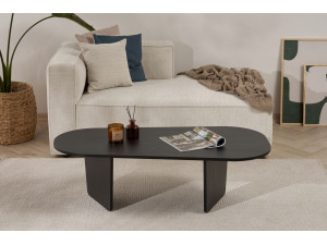 Tavolino da caffè in legno "Ovalis" - 130 x 65 x 40 cm - Legno nero 2