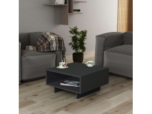 Tavolino in legno "Hola" - 60 x 60 x 32 cm - Grigio antracite 2
