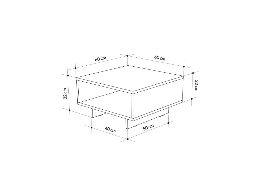 Tavolino in legno "Hola" - 60 x 60 x 32 cm - Grigio antracite