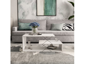 Tavolino da caffè in legno "Cayenne" - 100 x 50 x 40 cm - Bianco 2