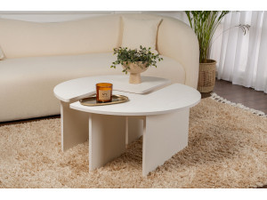 Tavolino in legno "Moira" 90 x 90 x 41 cm - Legno bianco 2